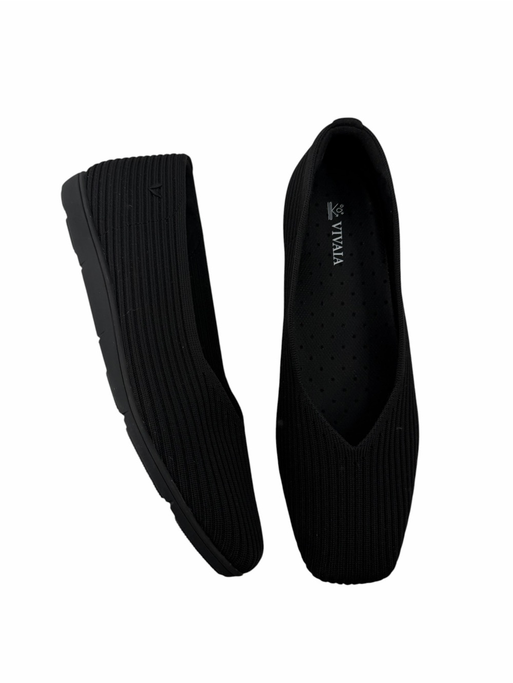 Vivaia Margot 2.0 Square Toe V-Cut Flat Sz 40.5 US 9-9.5 Black Shoes Slip On